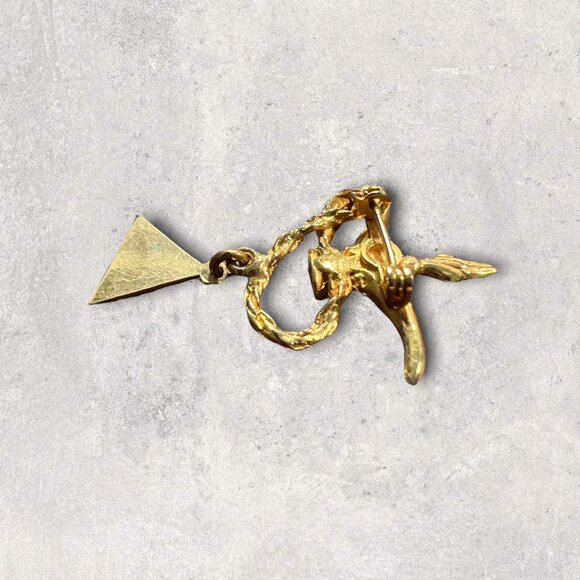 Free Mason Lapel Pin Cross Genie Lamp Rhinestone Shriner Lodge Goldtone Vintage - Picture 4 of 6